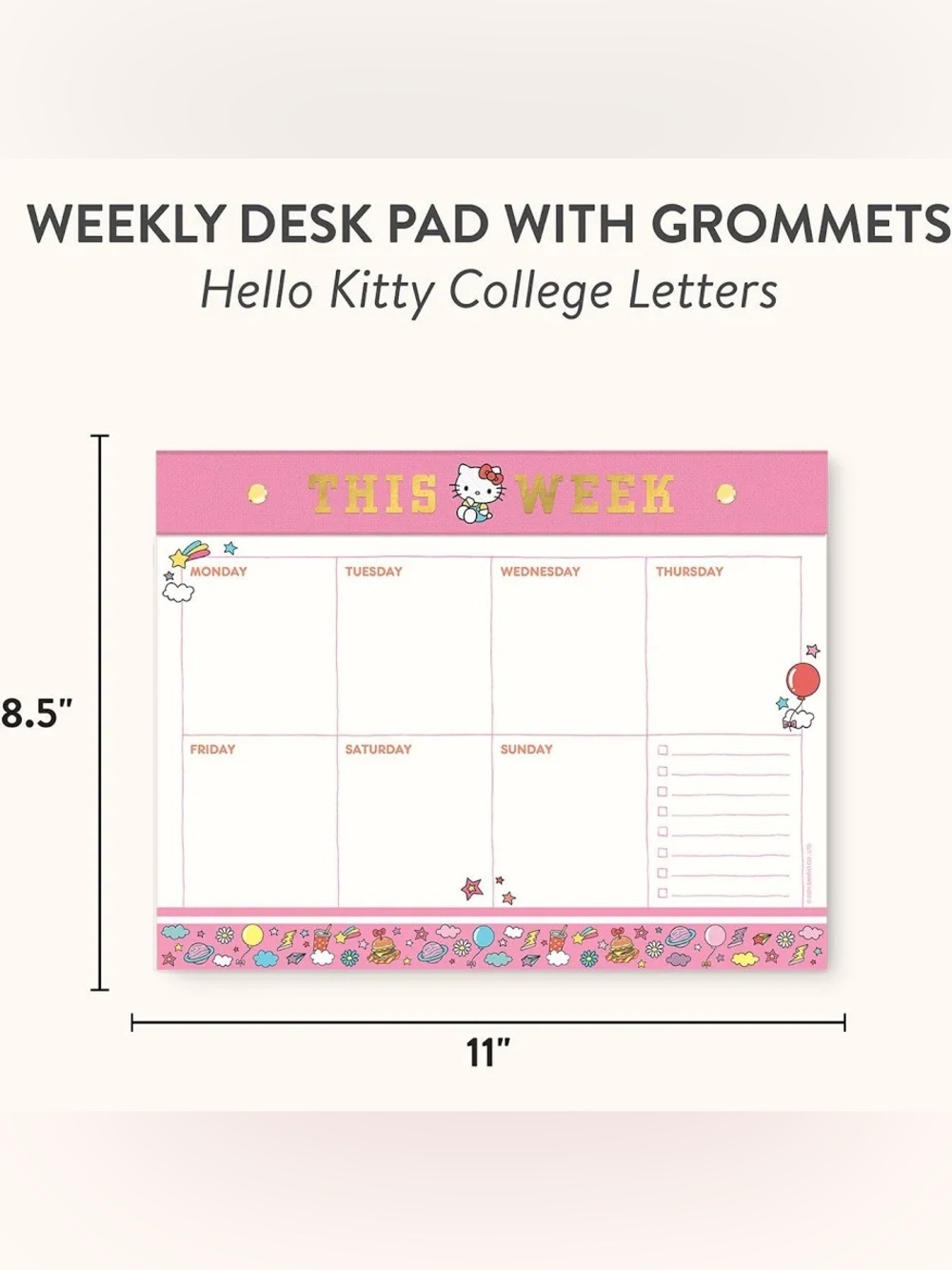 Studio Oh! Hello Kitty Weekly Desk Pad Planner With Reminder Stickers Sanrio